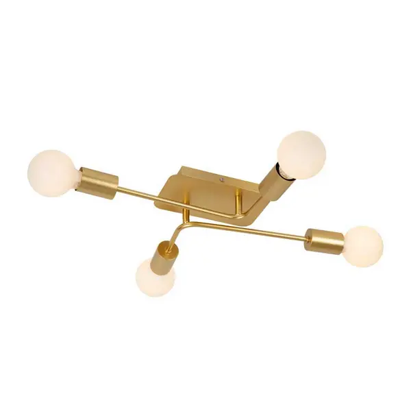 Image of Lucide Lucide Lester 4 Light Flush Ceiling Light - Matt Gold
