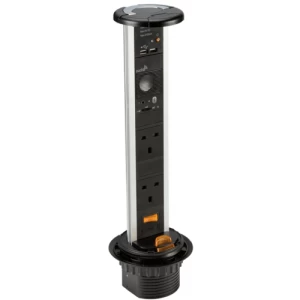 Image of KnightsBridge 13A 2G Pop Up Table Top Socket with Twin USB Charging Ports and Bluetooth Speaker