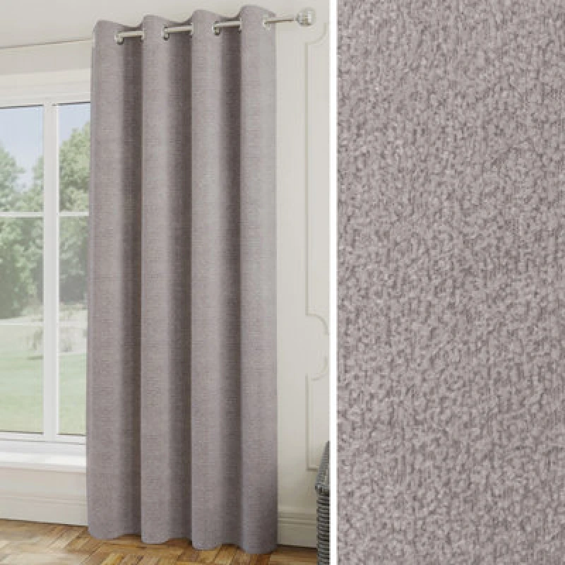 Image of Royale Boucle 66 x 84 Thermal Ready Made Eyelet Door Curtain Silver