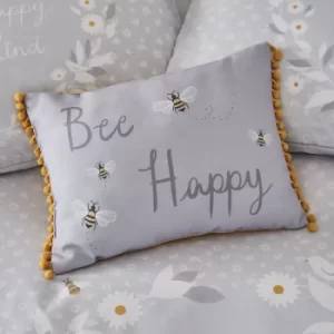 Image of Catherine Lansfield Bee Happy Grey Cushion Light Grey