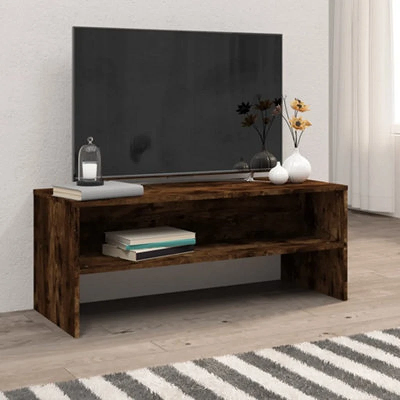 Image of Vidaxl TV Cabinet Smoked Oak 100X40X40 Cm Engineered Wood