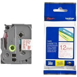 Image of Brother TZe-132 P-touch Label Tape (12mm x 8m) Red On Clear