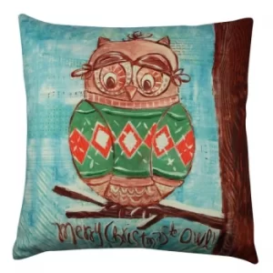 Image of A12031 Multicolor Cushion Merry Christmas To Owl