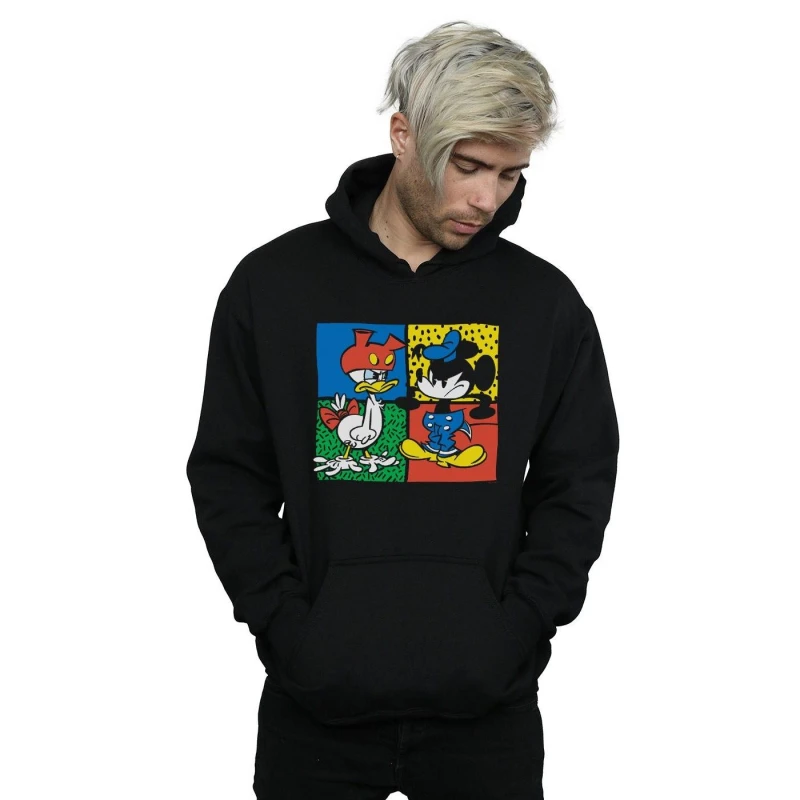 Image of Disney Men Mickey Mouse Donald Clothes Swap Hoodie in Black Size: Small Black S Male 5059114124428