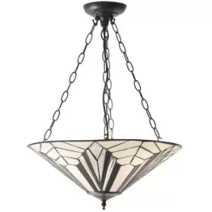 Image of Tiffany Glass Hanging Ceiling Pendant Light Dark Bronze 3 Lamp Shade i00075