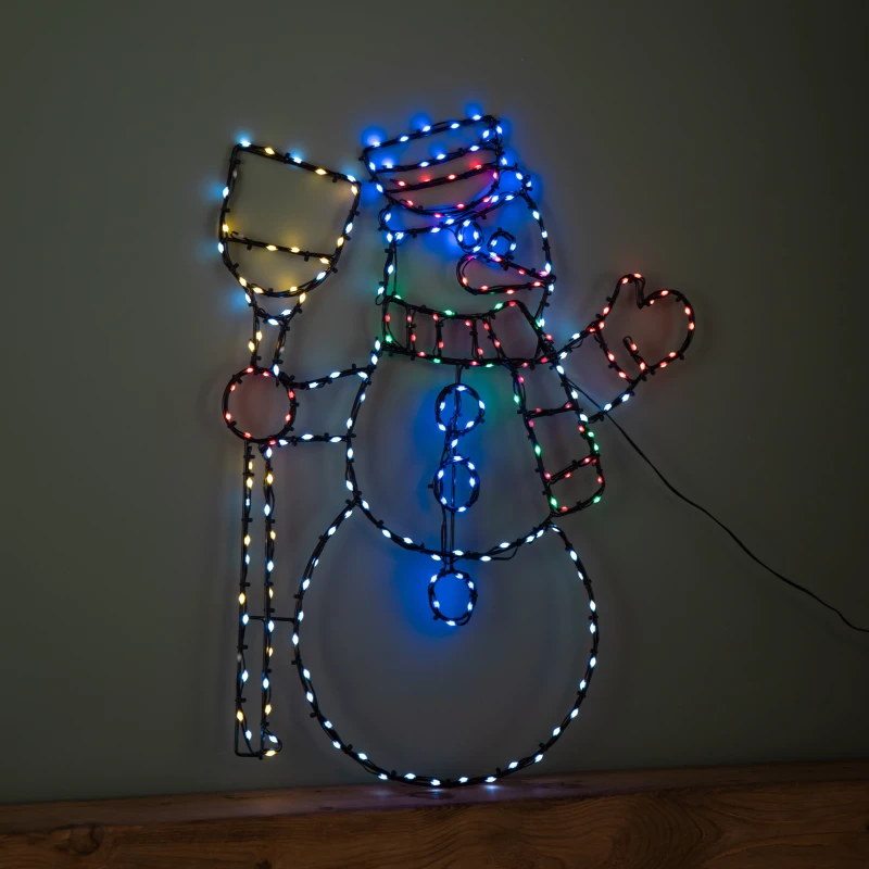 Image of 59cm x 45cm Light up FlexiBrights Christmas Snowman Silhouette with 238 Multi-Coloured LEDs