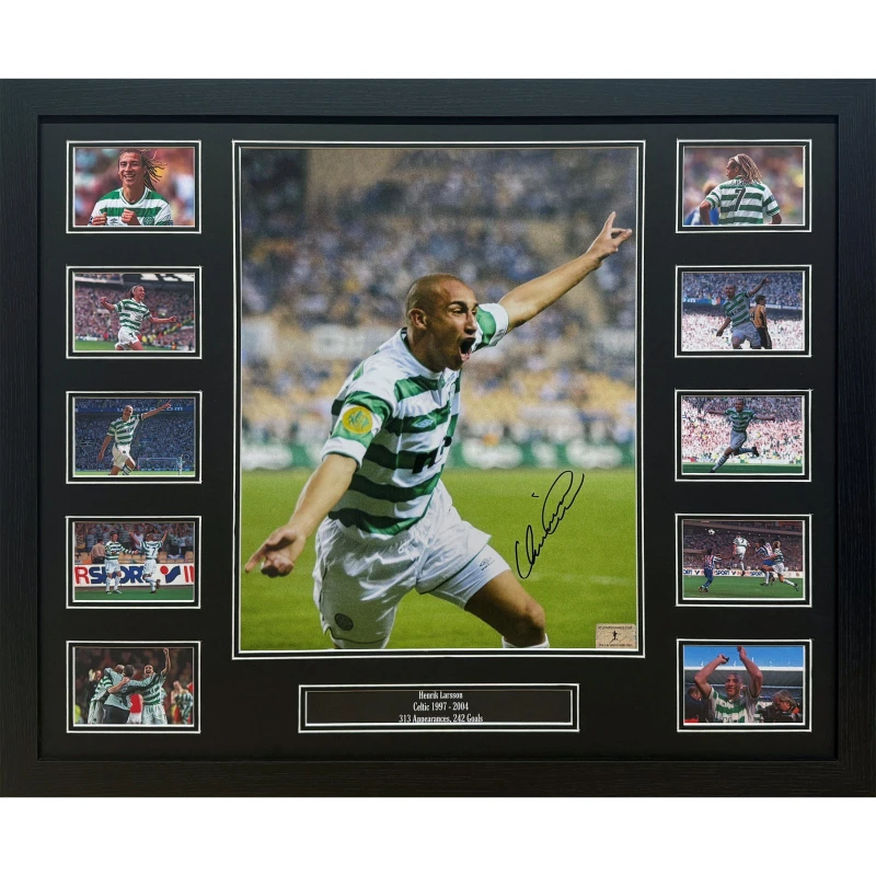 Image of AllStarSignings Ltd Henrik Larsson signed Celtic photograph Green unisex One Size