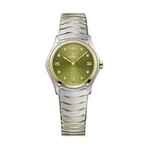 Image of Ebel 1216473A Womens Two Tone Sport Green Dial Diamond Wristwatc Colour - Gold Tone