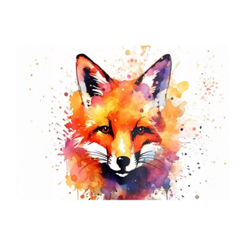 Image of Warren Reed Designer Watercolour Splashart Fox Face Glass Chopping Board