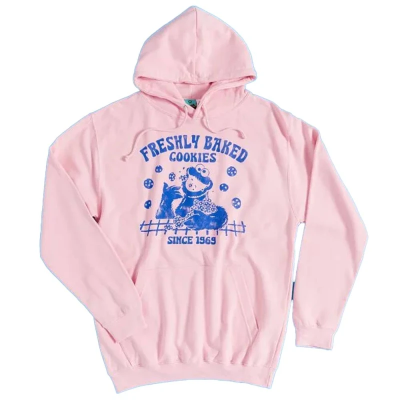 Image of Sesame Street Mens Freshly Baked Cookie Hoodie in Pink Size: Small Pink Male S