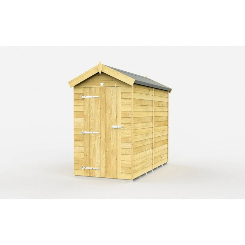 Image of Buttercup Farm 4 x 7 Feet Apex Shed - Single Door W/O Windows - L214 x W118 x H217cm in Brown Brown Unisex