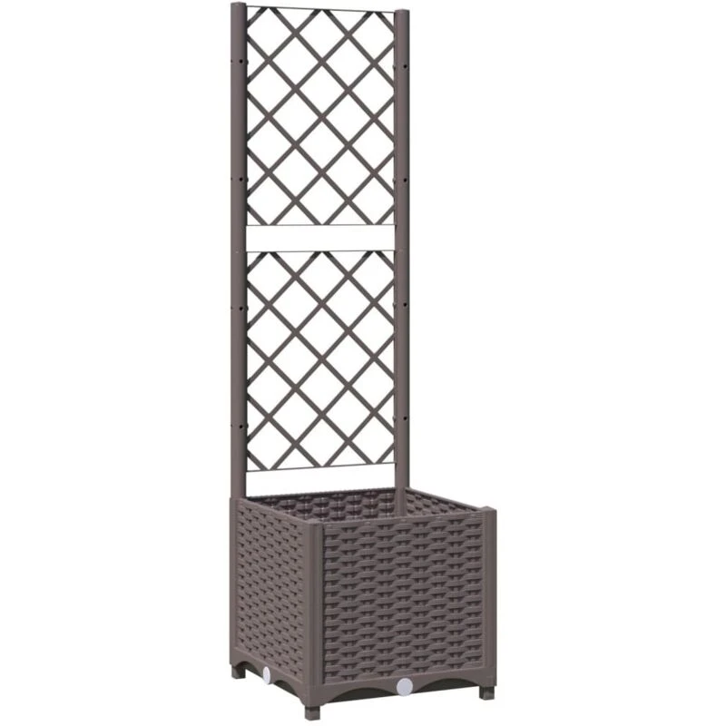 Image of vidaXL Garden Planter w/ Trellis Brown 40x40x136cm PP, Brown 318259