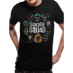 Image of Suicide Squad - Logo And Icons Mens Medium T-Shirt - Black