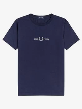 Image of Fred Perry Boys Embroidered T-Shirt - Carbon Blue, Carbon Blue, Size 4-5 Years