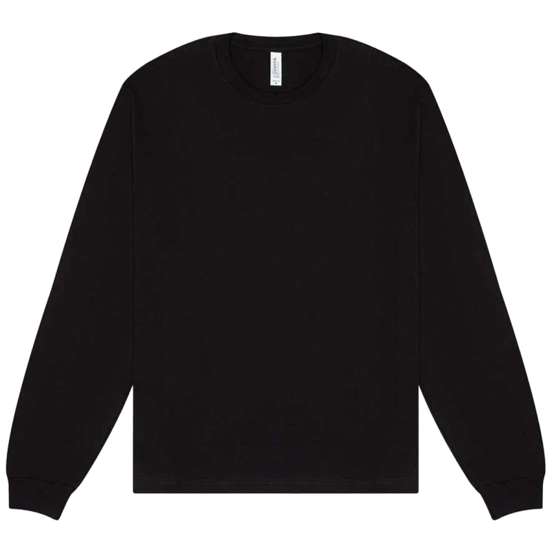 Image of Bella + Canvas Mens Heavyweight Long-Sleeved T-Shirt in Black Size: XS Black Male XS