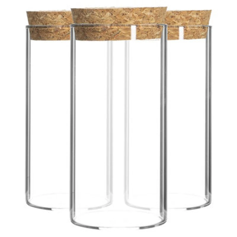 Image of Argon Tableware Glass Storage Jars with Cork Lids 110ml Pack of 3 Clear
