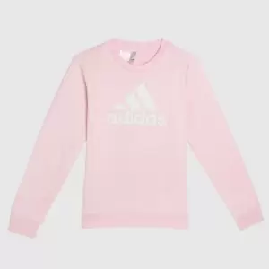 Image of Adidas Essential Sweatshirt In White & Pink