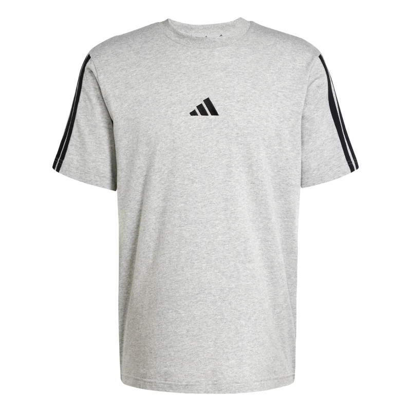 Image of Adidas SPORTSWEAR Essential 3-Stripes Short Sleeve T-Shirt Grey Marl Men S;XXL;XL;L;M;XS