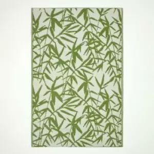 Image of Homescapes - Zena Tropical Green Outdoor Rug, 120 x 180cm - Green and White