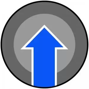 Image of Arrow Symbol Blue Floor Graphic adheres to most smooth clean flat