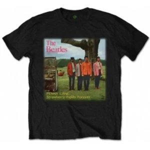 Image of The Beatles Strawberry Fields Forever Mens Blk T Shirt: Lar