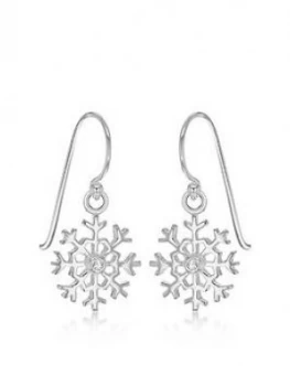 Image of The Love Silver Collection Sterling Silver Cubic Zirconia Snowflake Drop Earrings