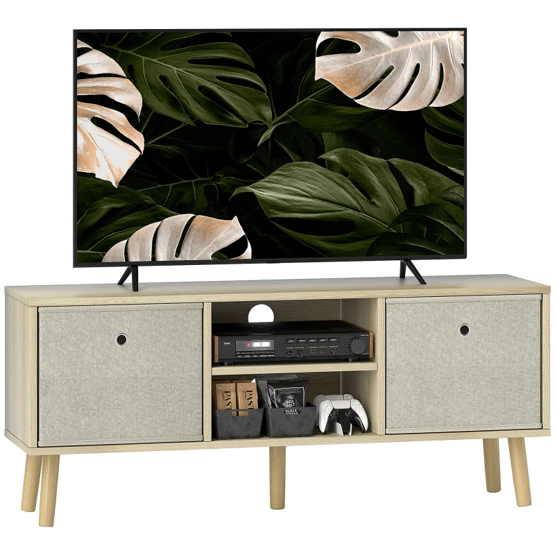 Image of HOMCOM Modern TV Cabinet Stand w/ Shelves & Drawers - Natural wood finish TJ Hughes 5061025071074