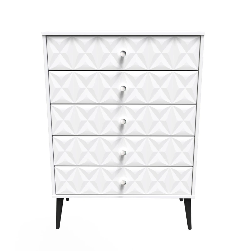 Image of Toledo 5 Drawer Chest In White Matt (Ready Assembled)