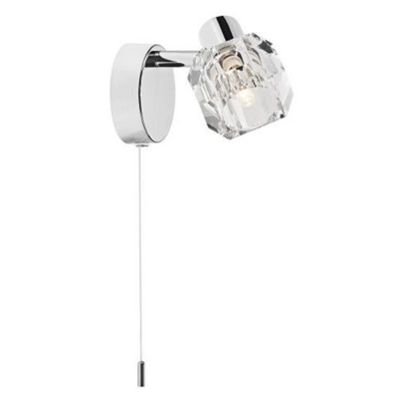 Image of Happy Homewares Modern Polished Chrome Wall Light With Chunky Ice Cube Shade