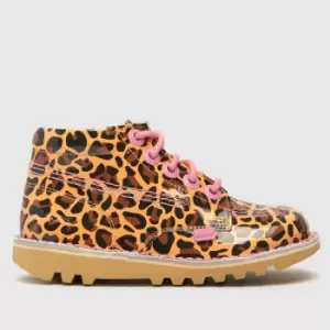Image of Kickers Brown Kick Hi Leopard Girls Toddler Boots
