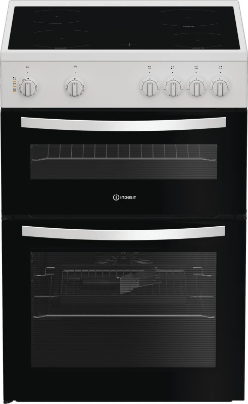 Image of Indesit IDE6VMW 60cm Wide Single Oven Electric Cooker with Ceramic Hob - White - A Rated
