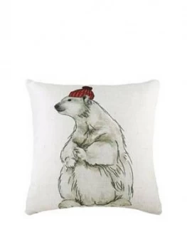 Image of Riva Home Polar Bear With Hat Cushion