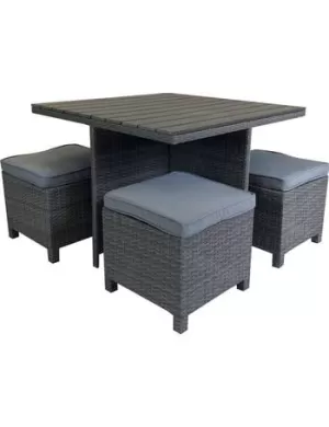 Image of Rattan and Polywood Cube Dining Set