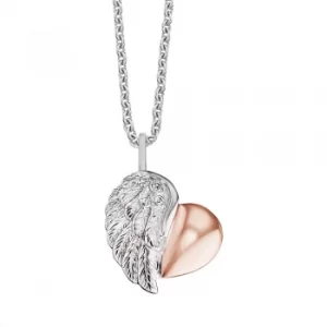 Image of Angel Whisperer Two Tone Heart Wing Necklace ERN-LILHEARTWING-BI