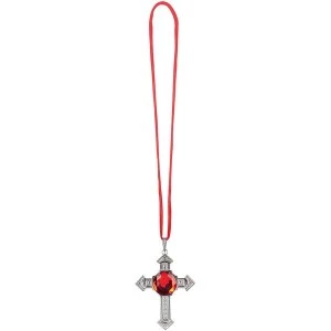 Image of Spider Talisman Medallion Necklace Ruby Cross