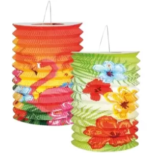 Image of Paper Hibiscus Hawaii Lanterns Set of 2