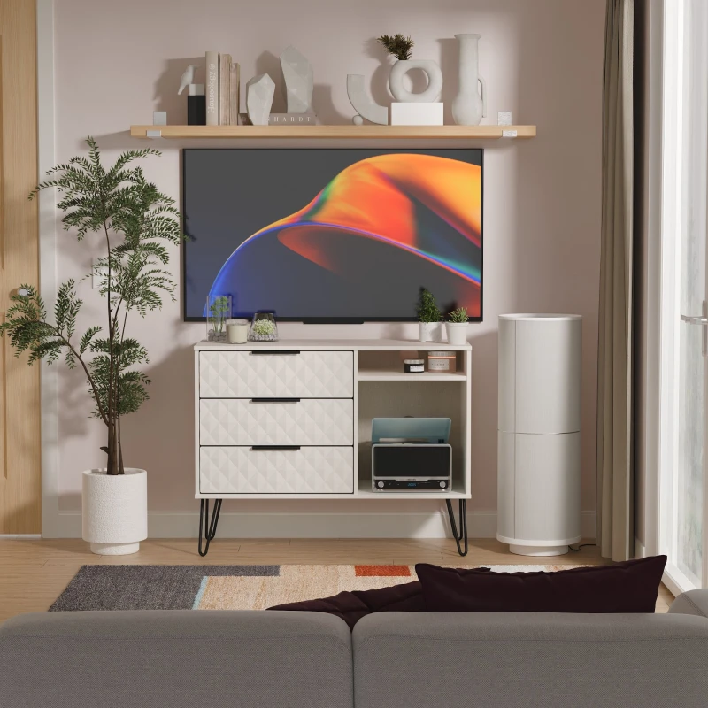 Image of Ready Assembled 2 U Islay 3 Drawer TV Unit (Ready Assembled) in Taupe Unisex