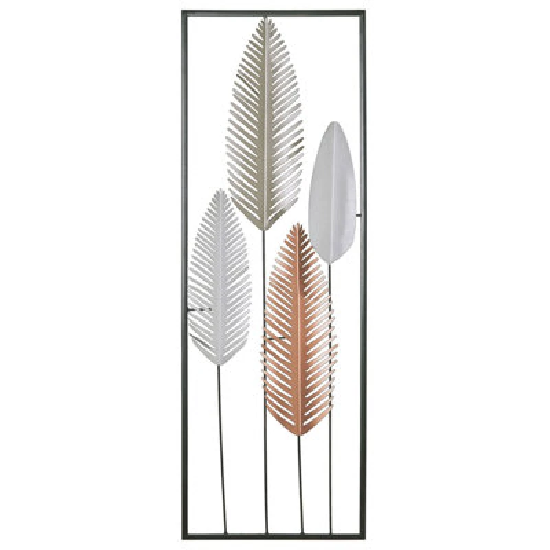 Image of Beliani Wall Decor Leaf Niobium Metal 90 Cm Silver