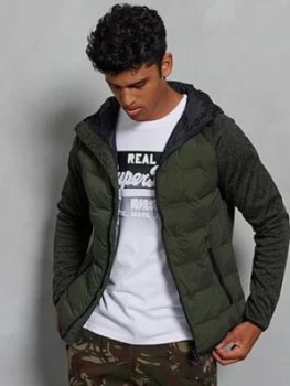Image of Superdry Sonic Hybrid Zip Through Jacket, Khaki Size M Men