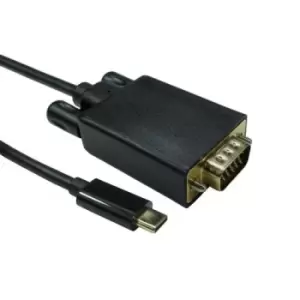 Image of Cables Direct USB C to VGA 1080P @ 60HZ 2m USB Type-C VGA (D-Sub) Black