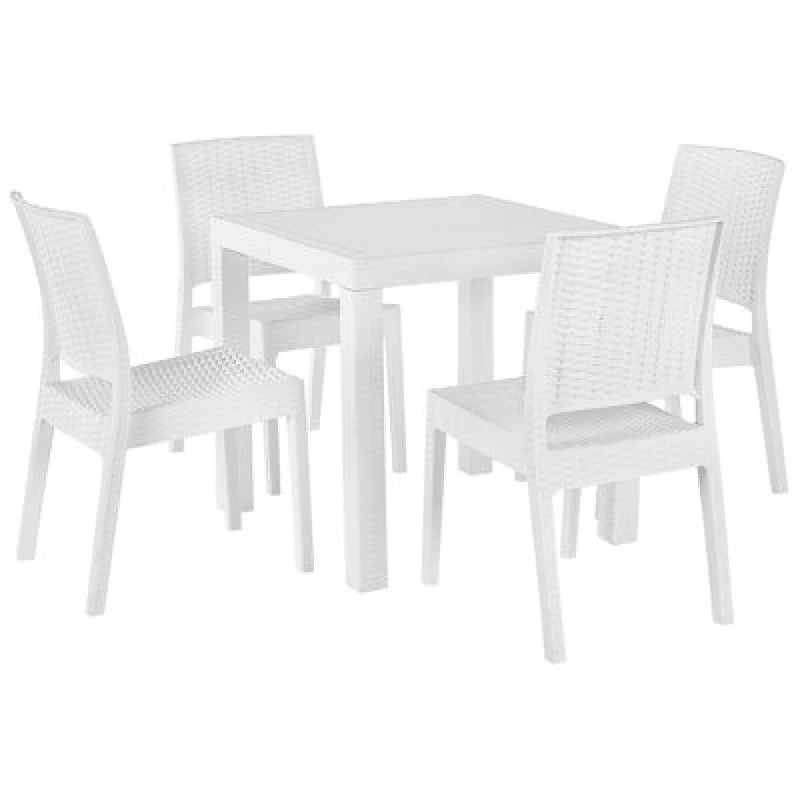 Image of Beliani Garden Dining Set 4 Seater Fossano White