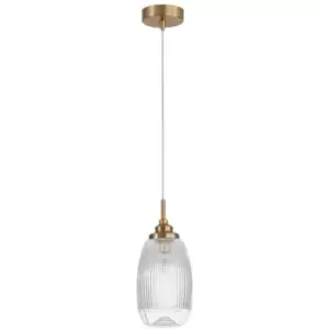Image of Netlighting Merano Estevan 13cm Dome Pendant Ceiling Light Satin Gold Metal Clea