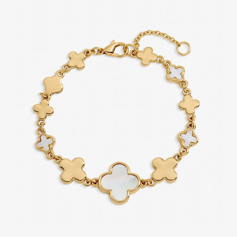 Image of Inicio Gold Polished Clover Bracelet - Gift Pouch Chain Bracelets One Size Gold 41491810000