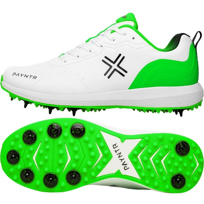 Image of Payntr XPF-22 Cricket Spikes White/Green male 10 (45)