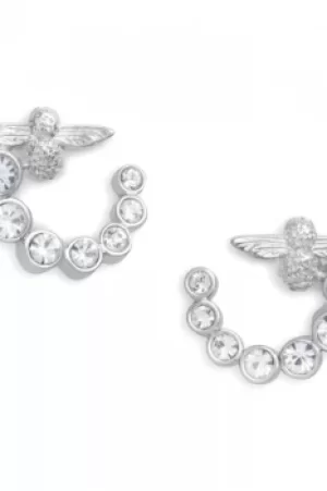 Image of Olivia Burton Jewellery Bejewelled Bee Swirl Hoop Earrings Silver OBJAME163