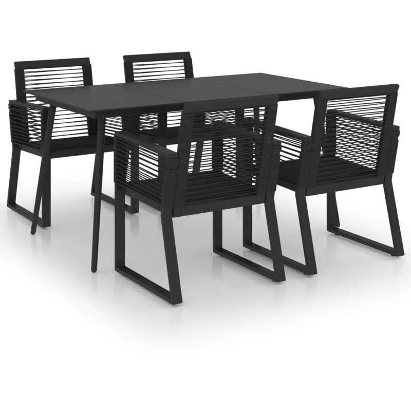 Image of VIDAXL 5 Piece Outdoor Dining Set PVC Rattan Black vidaXL 8720286241370