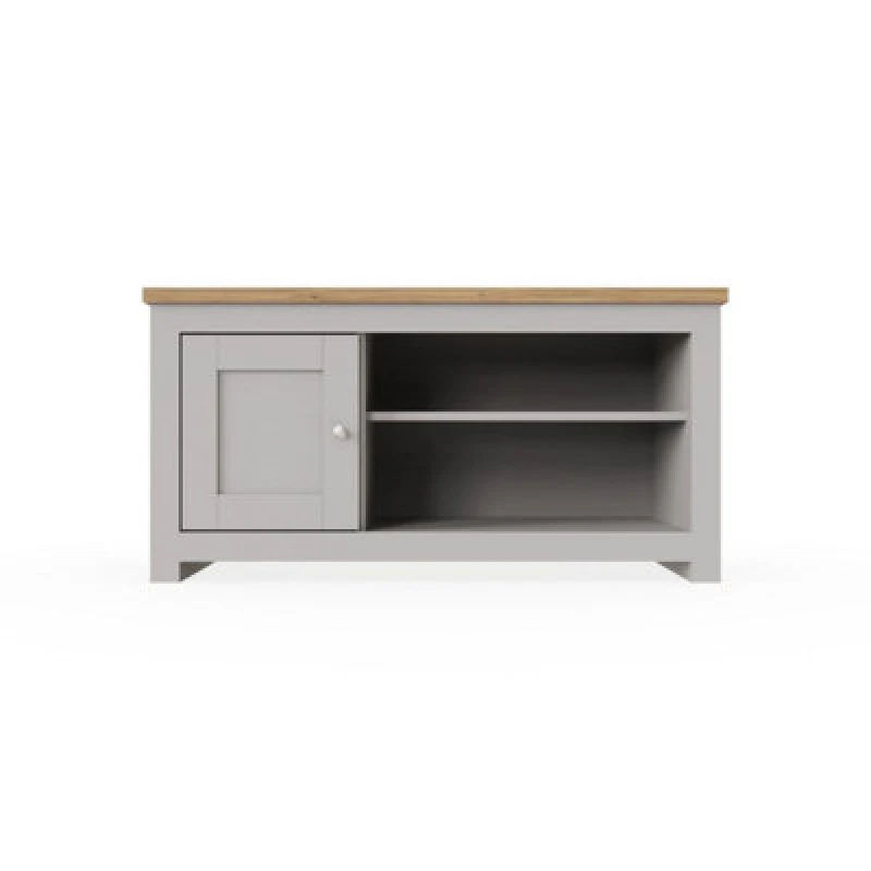 Image of Timber Art Design Light Grey TV Unit Stand Media 1 Door And Open Shelf