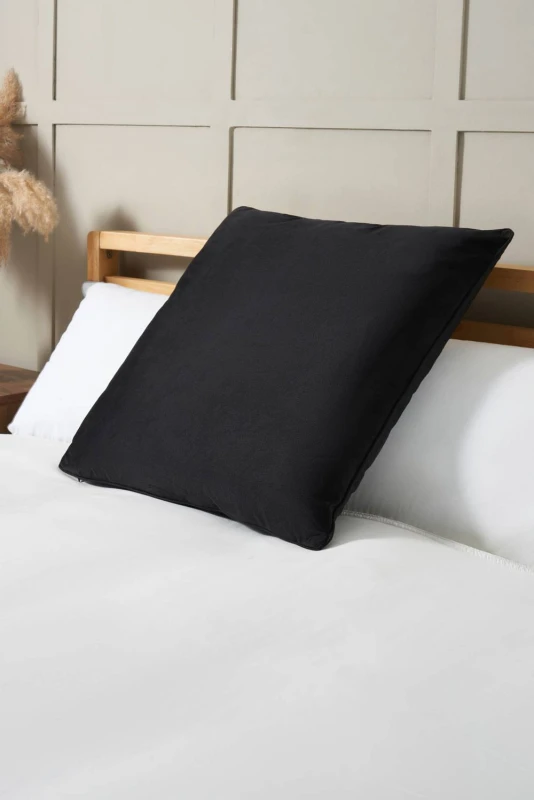 Image of BHS Large Velour Piped Cushion in Black Unisex
