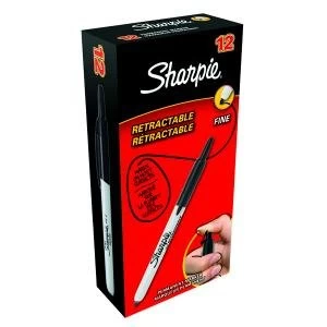 Image of Sharpie Retractable Marker Fine Black Pack of 12 S0810840