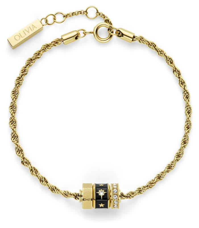 Image of Olivia Burton 24100449 Signature Black & Gold Plated Bead Jewellery